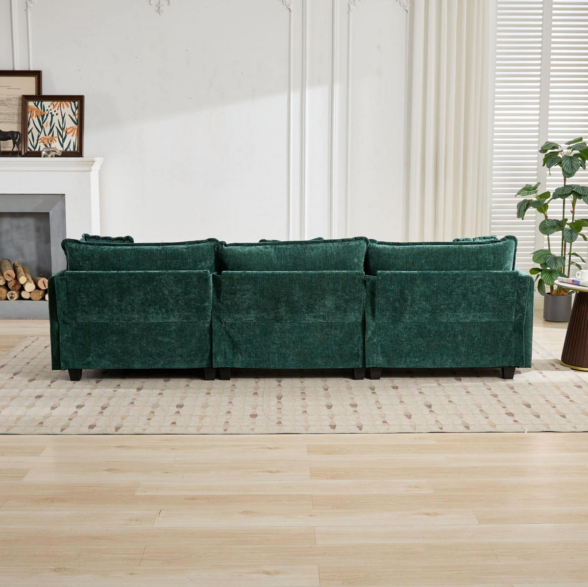 3-SITZER-SOFA aus Chenille in Grün mit modularem Aufbau - Grün, Textil (75/84/289cm) - Modfu
