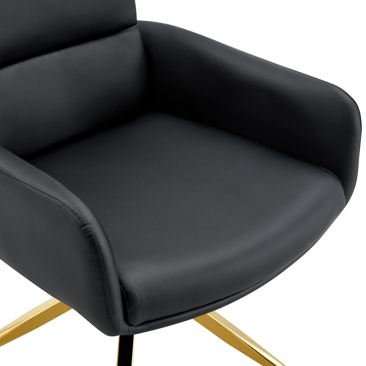 DREHSTUHL 2er-Set 360° drehbar PU Schwarz Metall Goldfarben - Schwarz, Metall (50/85/55cm) - Meubliv