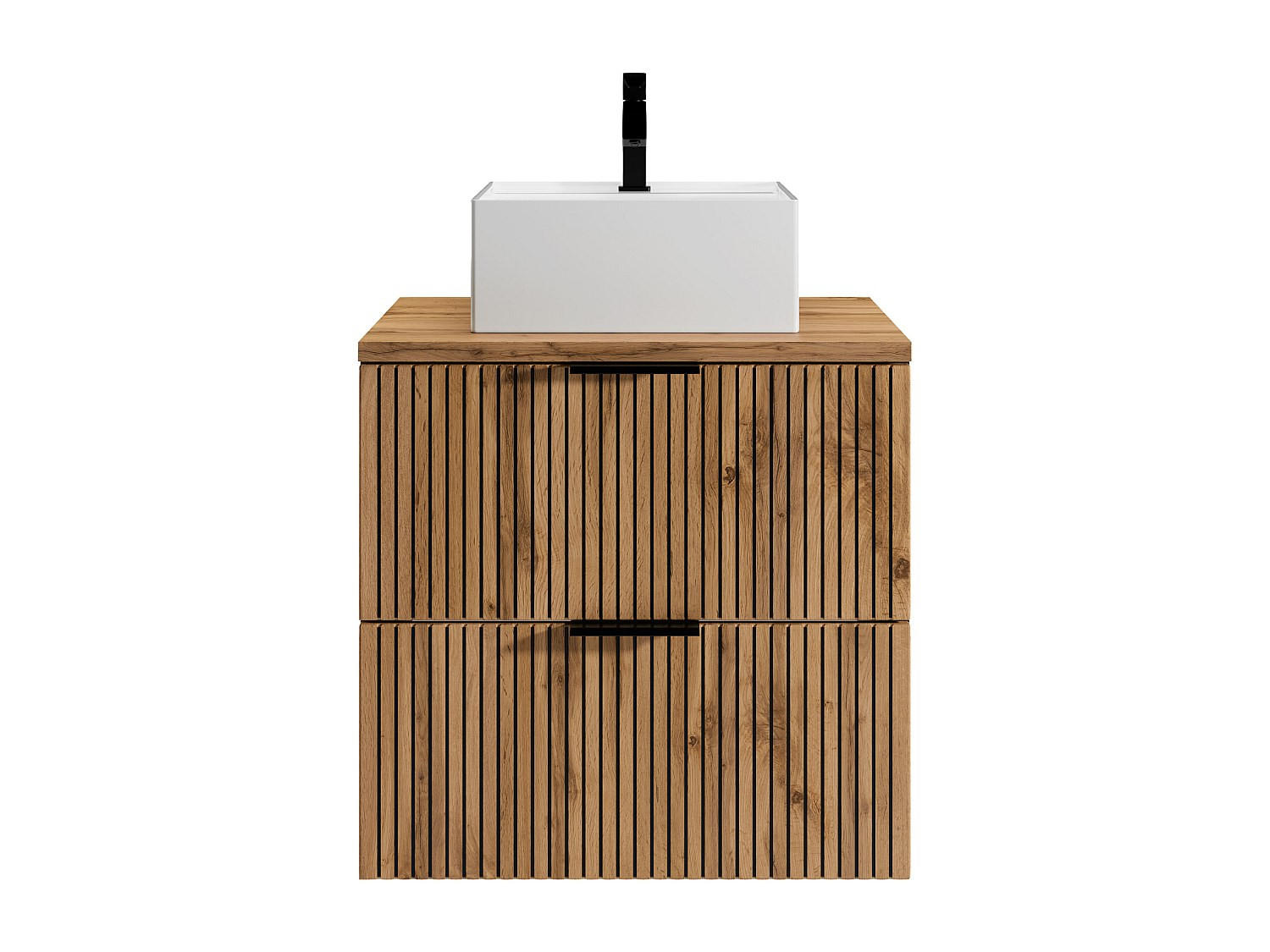 EINZELWASCHTISCH - 60 cm x 46 cm - Holz, Platte - Schwarz, Naturfarben Hell - MADELA - Schwarz/Naturfarben, Holz (60/57/46cm) - Vente-Unique