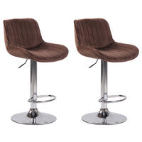 BARHOCKER 2er Set Lentos Samt chrom braun - Chromfarben/Braun, Textil/Metall (50/108/50cm) - TPFLiving