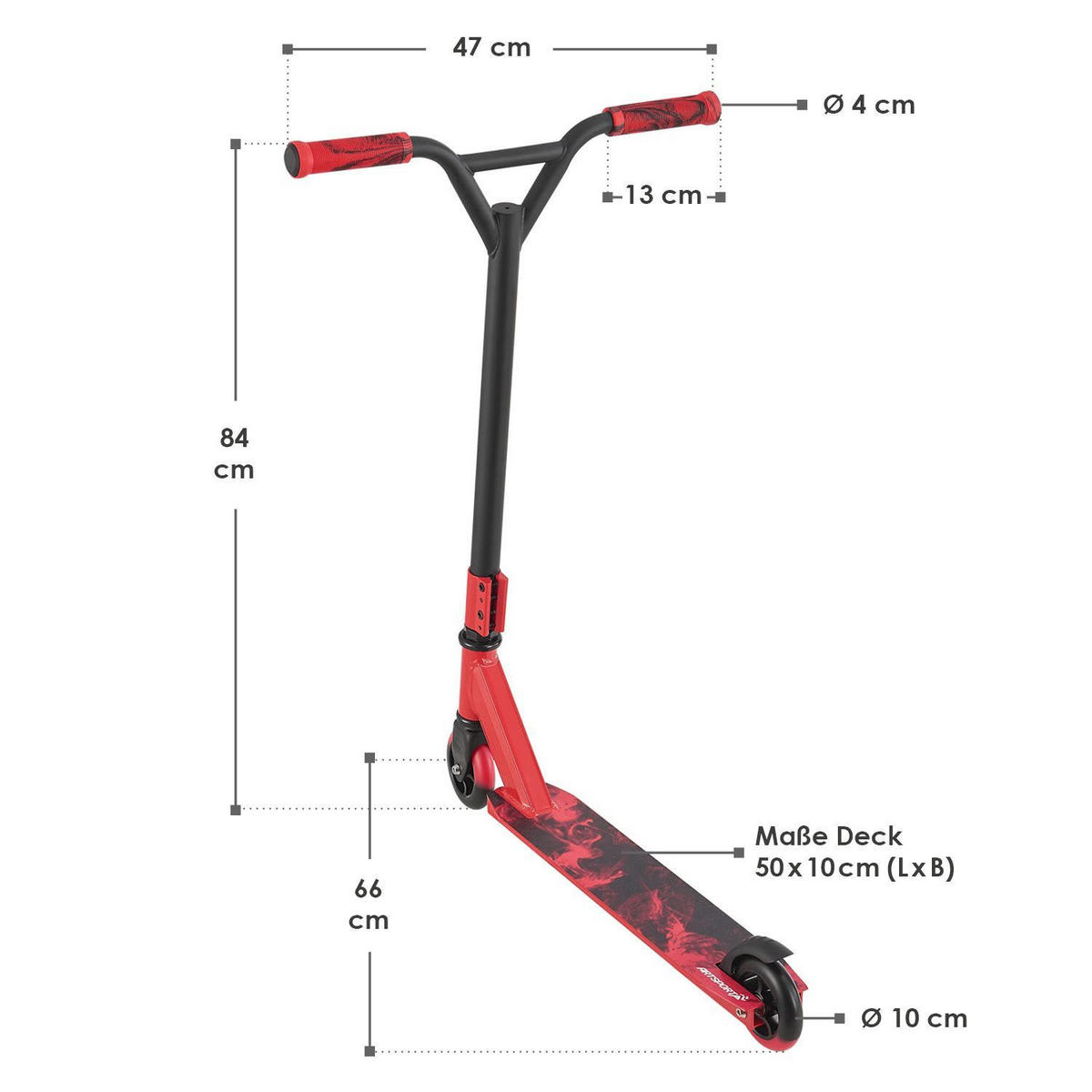 STUNTSCOOTER Red Smoke - Rot, Metall (66/47/84cm) - Artsport
