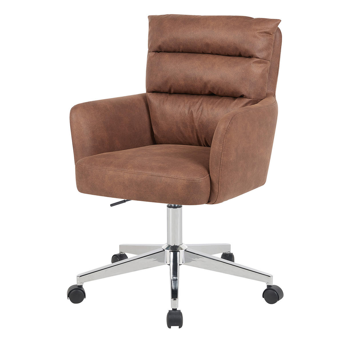 BÜROSTUHL Mika-Svenja 2er-Set - Chromfarben/Braun, Textil/Metall (59/91/66cm) - DUBI Möbel