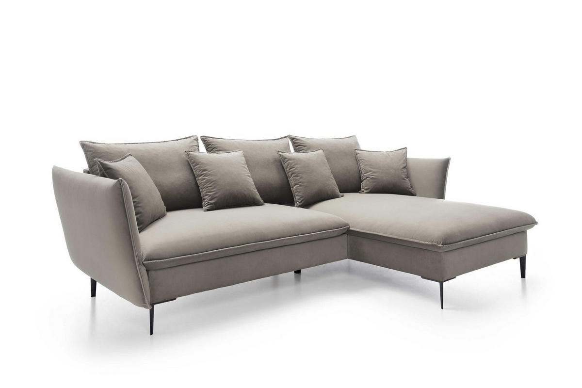 ECKSOFA Rossa Beige, mit Schlaffunktion und Kissen Rechts - Beige, Holzwerkstoff (258/167cm) - Bettso