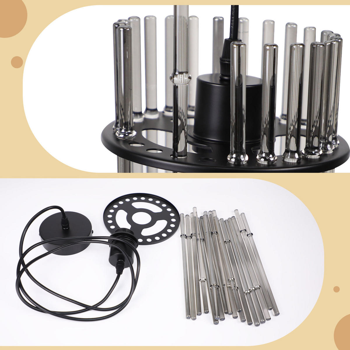 PENDELLEUCHTE Kaelen 16/10/150 cm - Schwarz, Metall (16/10/150cm) - ZMH