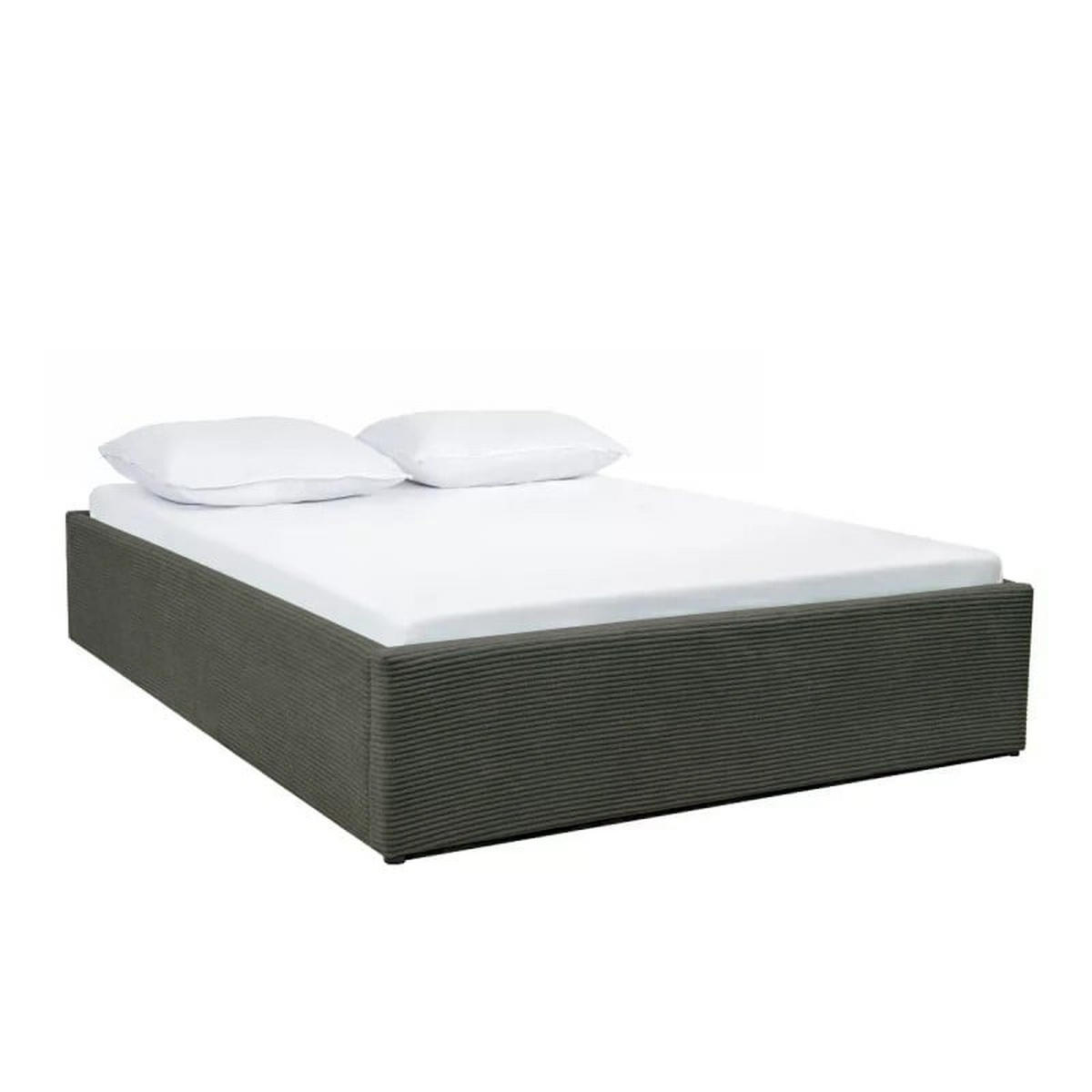 BETT mit Bettkasten 160 x 200 cm aus Kordvelours, Khaki 171/36,50/215 cm - Grün, Holz (200/160cm) - Calicosy