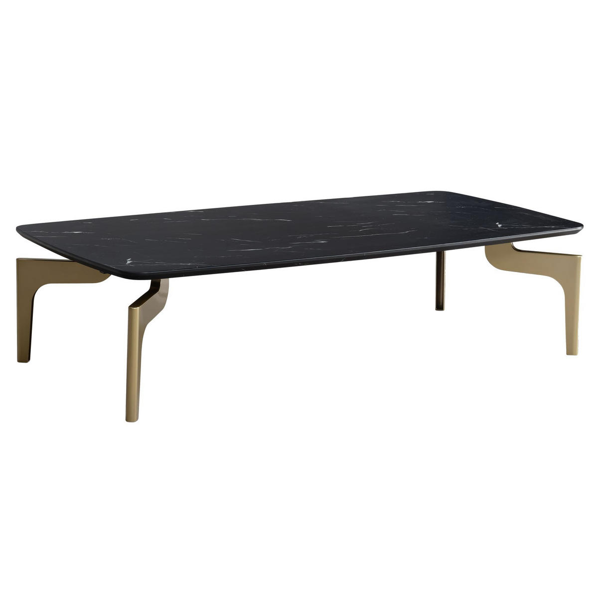 COUCHTISCH Schwarz/Gold Hochglanz Marmor Optik 120x60x30.5 cm Metall-Gestell - Goldfarben/Schwarz, Holzwerkstoff/Metall (60/120/31cm) - KADIMA DESIGN
