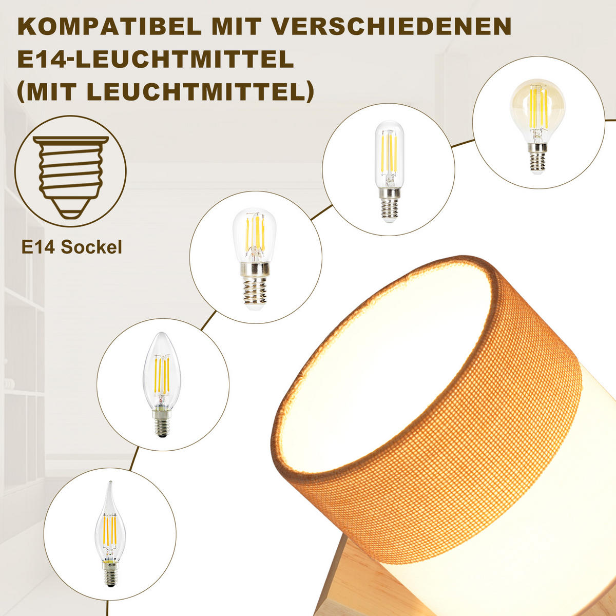 DECKENSTRAHLER Finni 13/13/21 cm - Beige, Holz (21/13/13cm) - ZMH