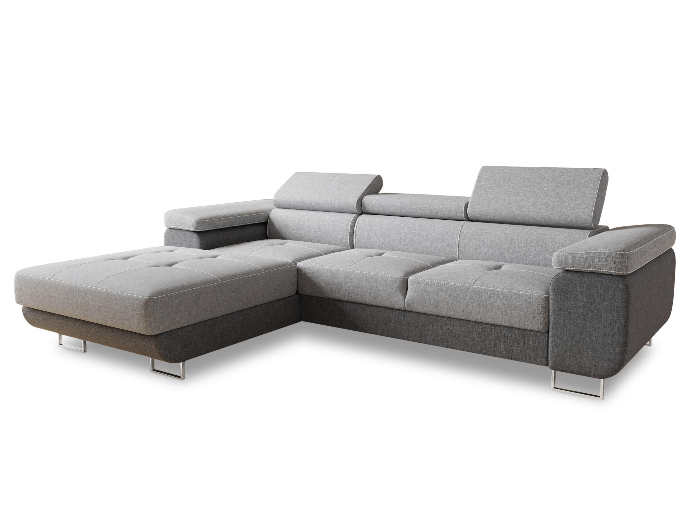 ECKSOFA Divo, Seite: Links - Hellgrau/Grau, Holz/Textil (282/204cm) - Sofnet