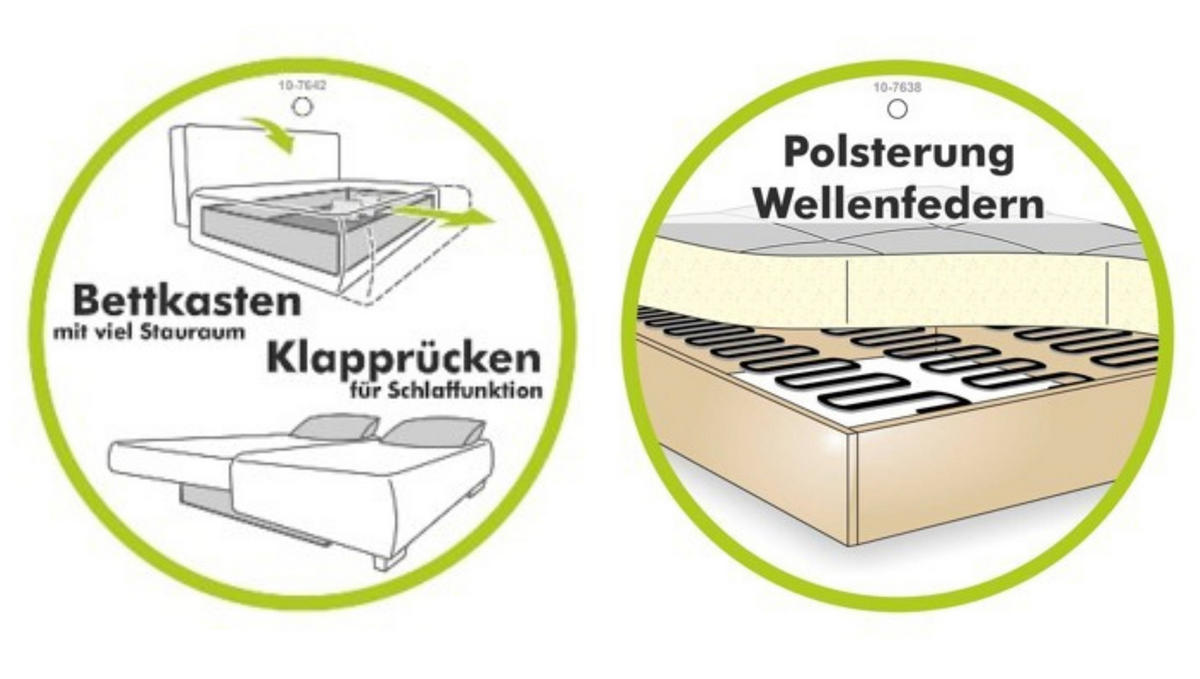 ECKSOFA mit Schlaffunktion, Bettkasten, extrabreite Ottomane links, abgerundete Armlehnen, B240/T145/H81 cm, Chenille Hellgrau / 21026 - Hellgrau/Schwarz, Kunststoff/Textil (240/145cm) - luma-home