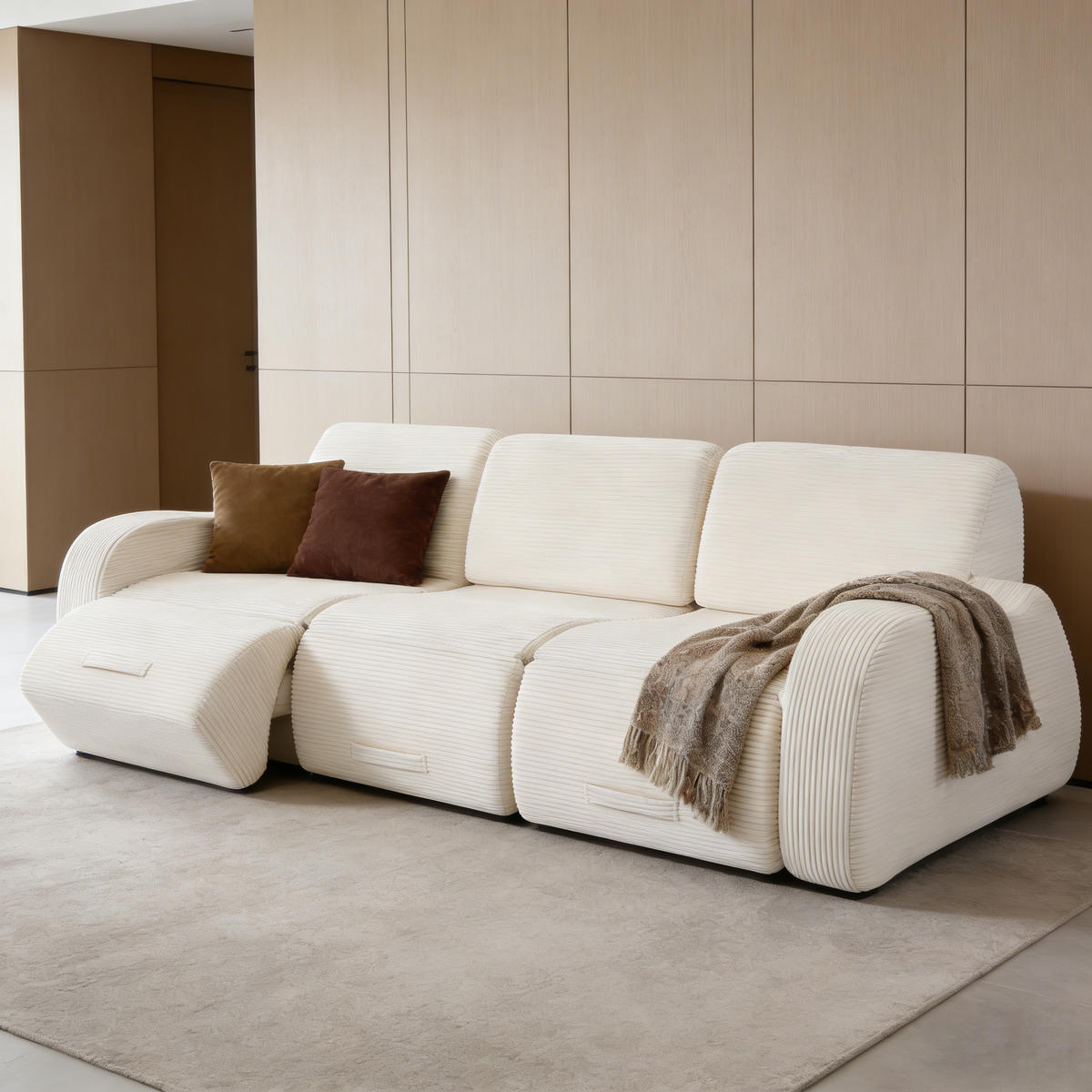 ECKSOFA 247/115/76 cm Beige mit Schlaffunktion - Beige, Textil (115/247cm) - Oxeza