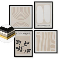 WANDBILDER 4er-Set - 50x50 cm & 40x60 cm Schwarzer Rahmen - Boho-Pflanzenposter - Schwarz, Kunststoff (50/50cm) - ArtPrintCave