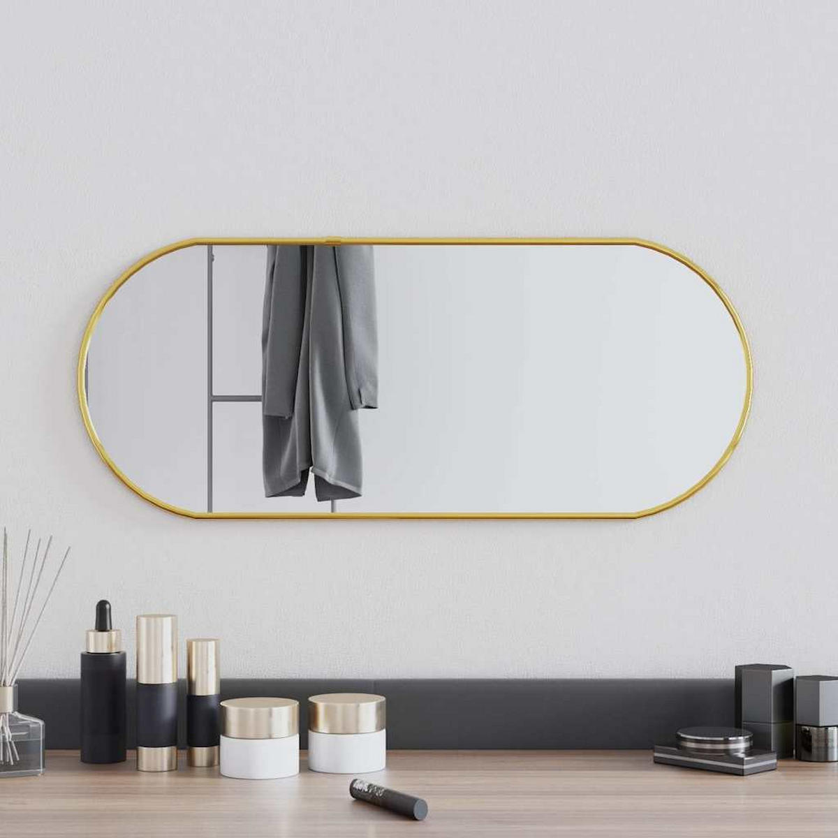 WANDSPIEGEL Golden 60x25 cm Oval - Goldfarben, Glas (25/60/1cm) - furnicato
