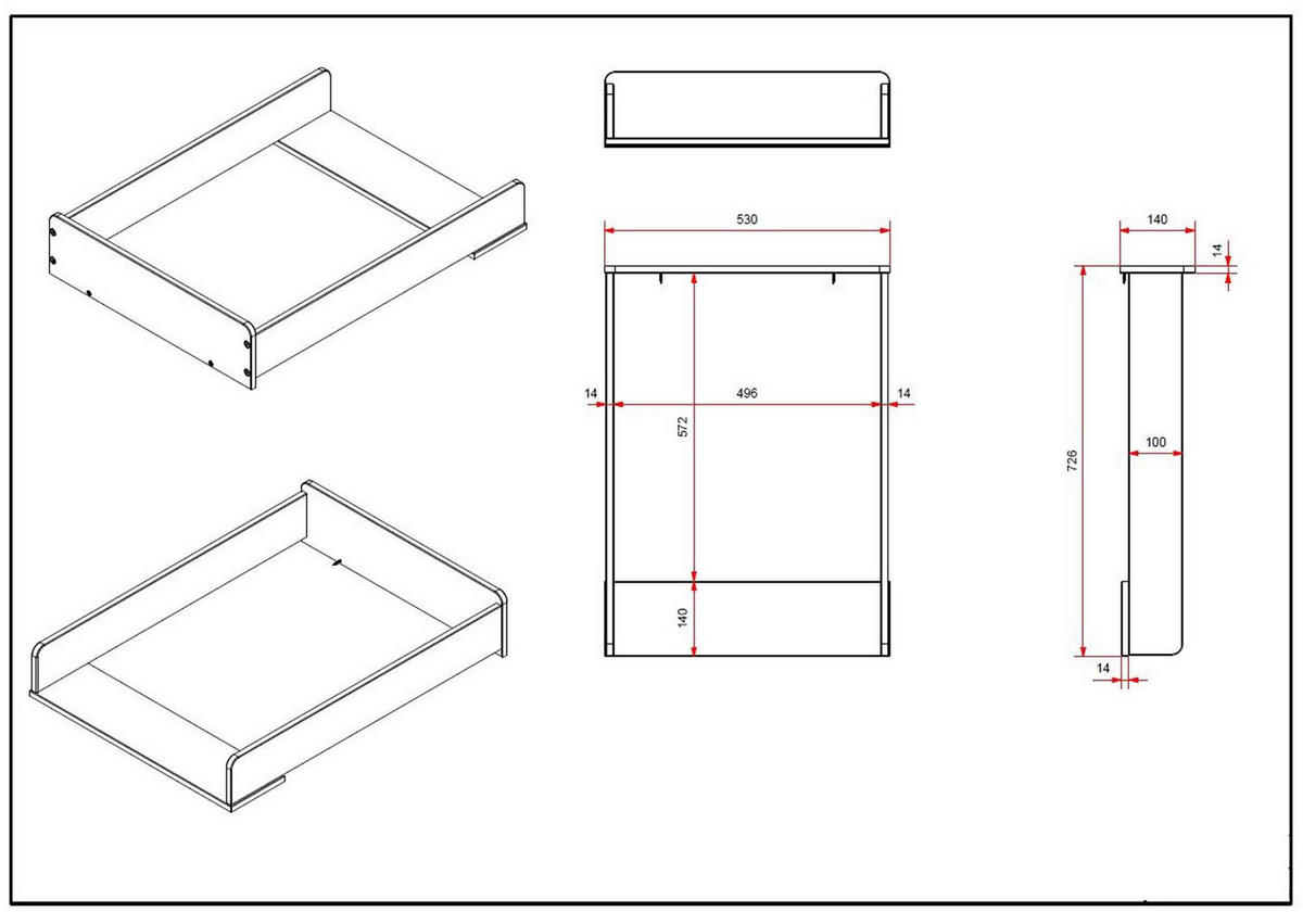 WICKELAUFSATZ Kamillah 50x68x10 aus MDF n Satin Weiß - Weiß, Holzwerkstoff (68/10/55cm) - 58aufmkessel