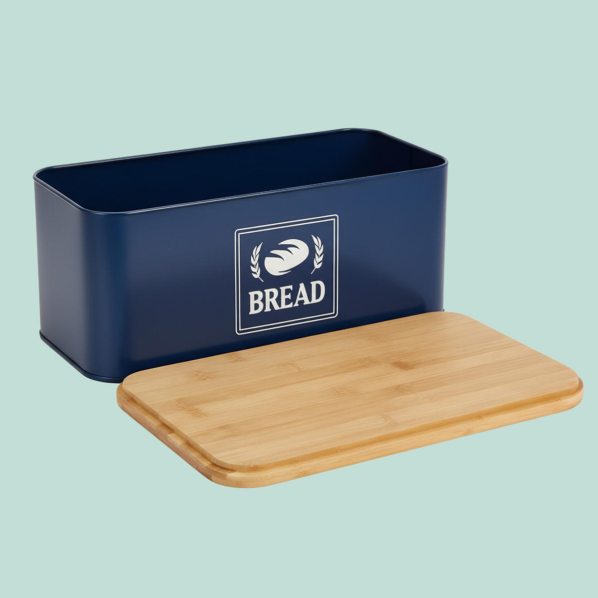 BROTKASTEN - Dunkelblau, Holz/Metall (33/13.5/19cm) - Relaxdays