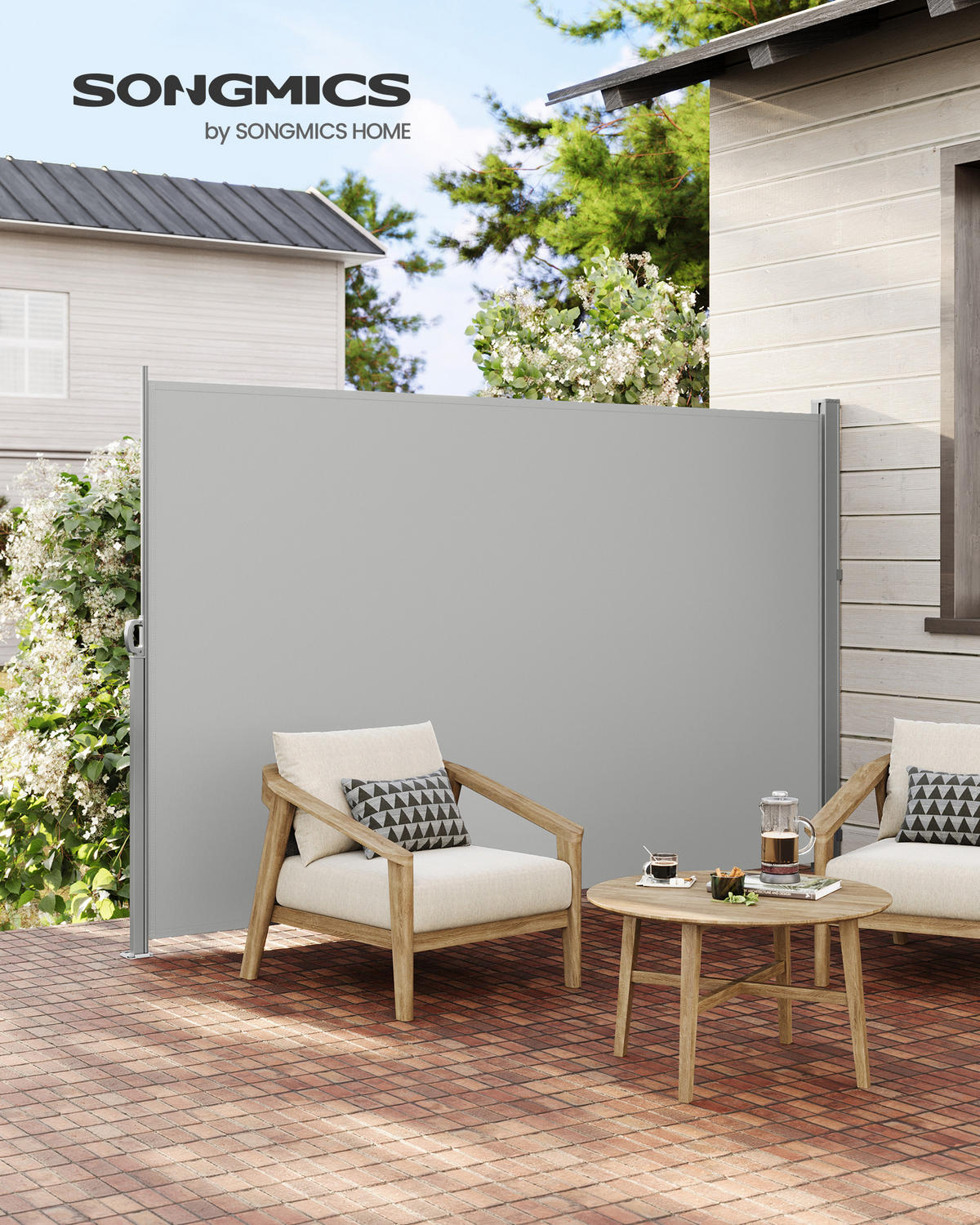 SEITENMARKISE Summer - Hellgrau, Metall (400/200cm) - SONGMICS