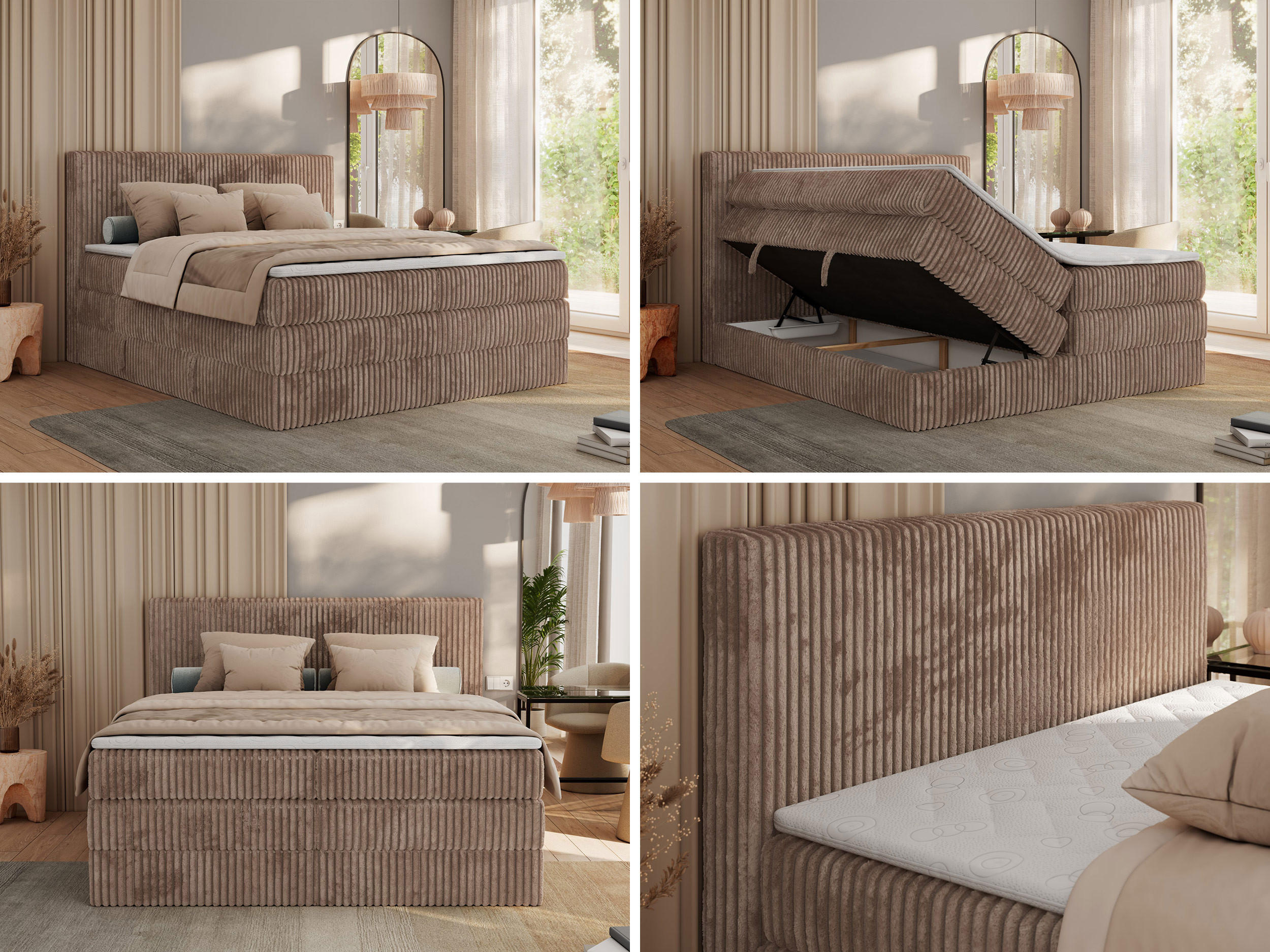 Thumbnail - MKS Boxspringbett, Braun, Textil, H3, 7-Zonen, Rechteckig, 180x200 cm, Oeko-Tex®, Schlafzimmer, Betten, Boxspringbetten