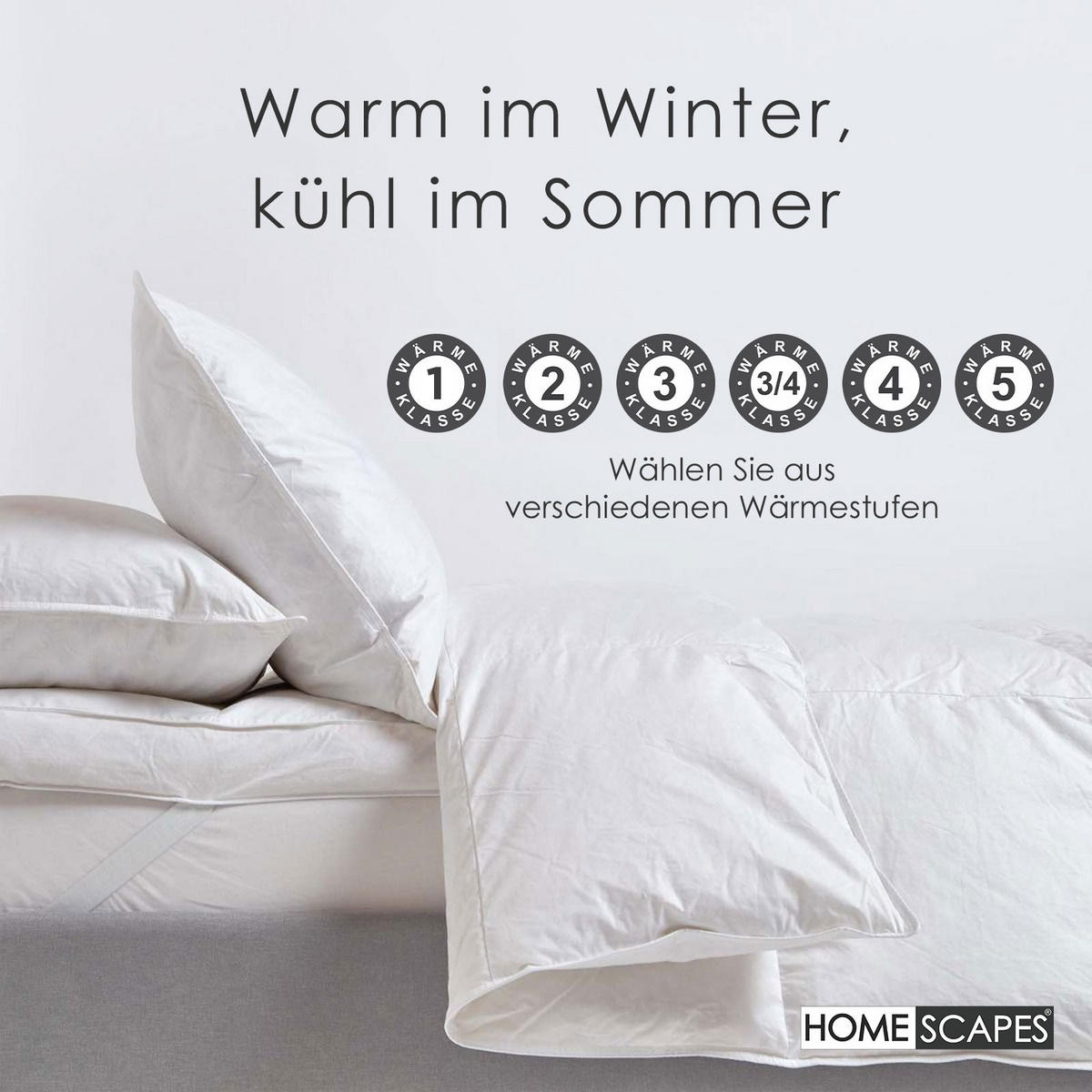 SOMMERDECKE EXTRA LEICHT 135/200 cm, Gänse-Federn & Daunen - Weiß, Textil (135/200cm) - Homescapes