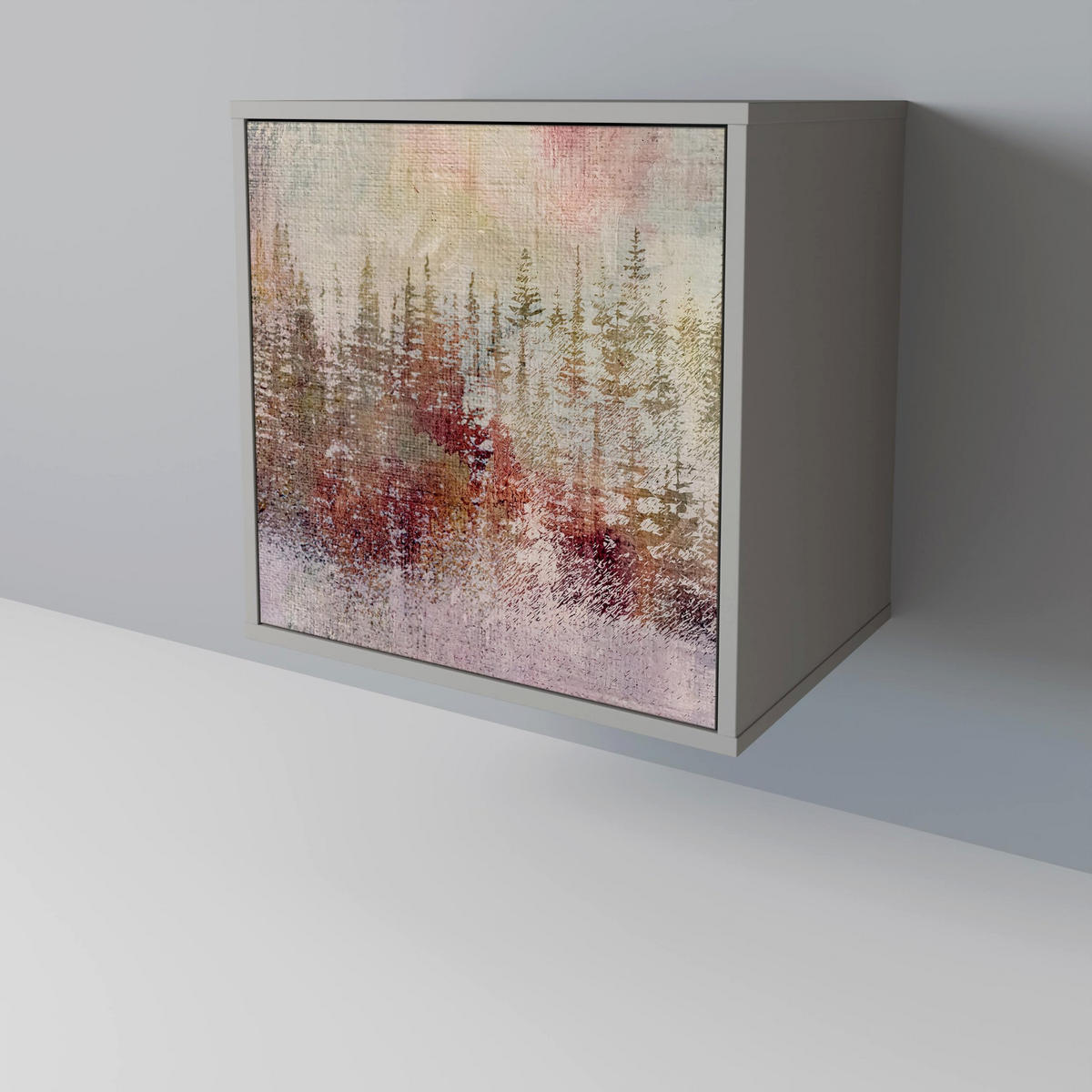 SIDEBOARD VEILED SUMMIT, Grau, 57,5x42x70,5 cm, Schwarze Metall-Sternfüße - Multicolor/Schwarz, Holzwerkstoff/Metall (57.5/70.5/42cm) - SpaceRebels