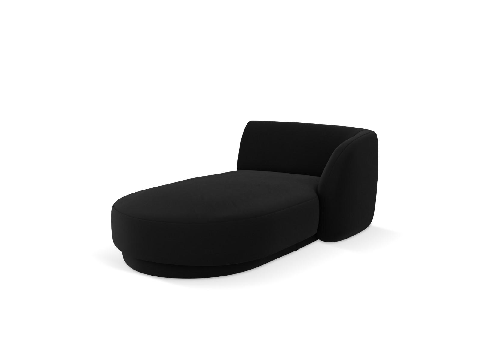 CHAISELONGUE rechts Miley aus Samt schwarz - Schwarz, Textil (90/70/156cm) - Micadoni