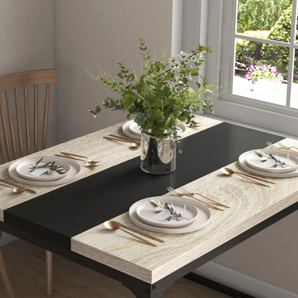 ESSTISCH im Industriestil für 6 Personen 120/89/75,5 cm schwarz. - Brombeere, Metall (89/120/75.5cm)