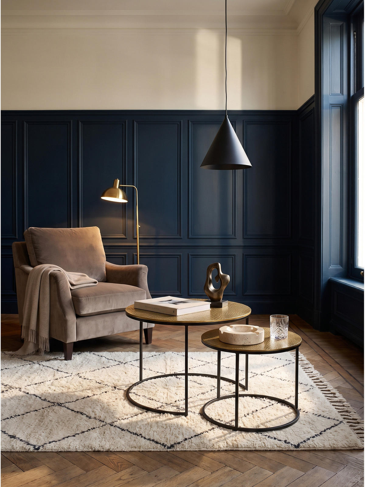 COUCHTISCHE 2er-Set VIENNE, Aluminium, handgefertigt, Gold, Ø 60 x 45 cm - Goldfarben/Schwarz, Metall (60/60/45cm) - KADIMA DESIGN