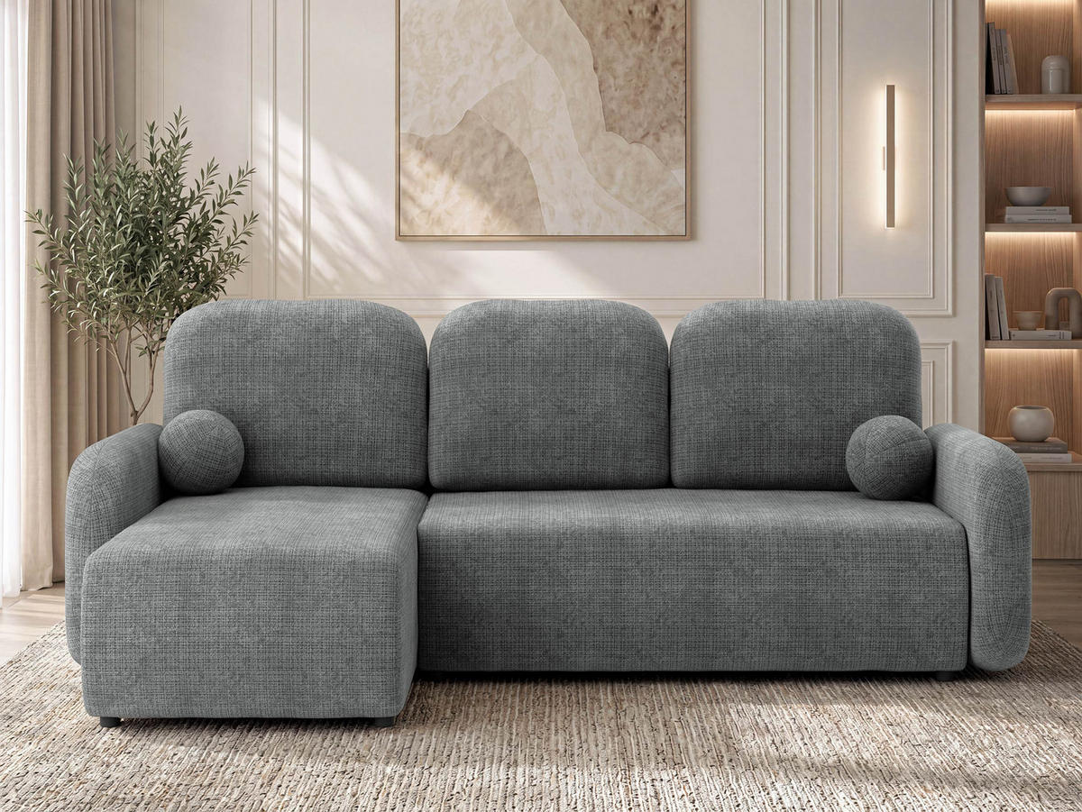 ECKSCHLAFSOFA Gizefa - Schwarz/Grau, Holz/Kunststoff (233/147cm) - MIRJAN24