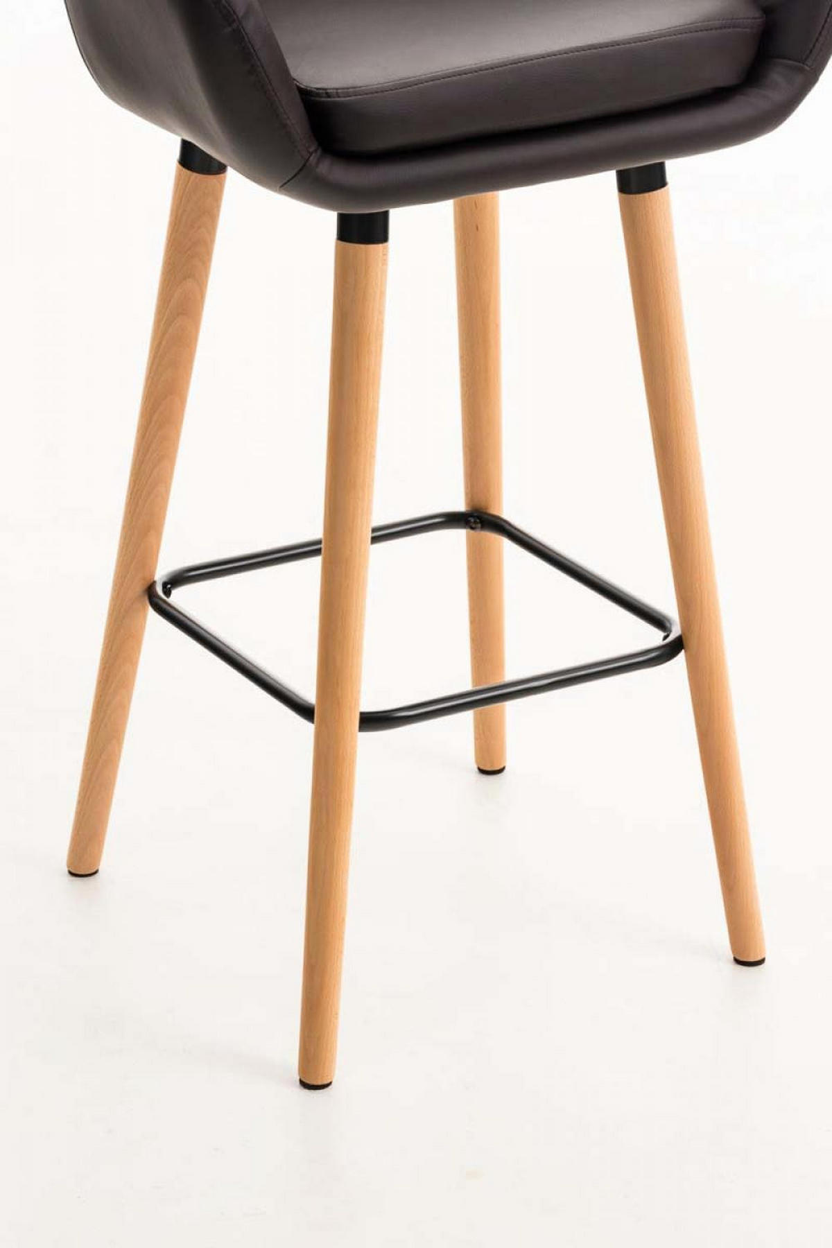 BARHOCKER Lederlook braun - Eukalyptusholzfarben/Braun, Holz/Textil (55/99/46cm) - CLP