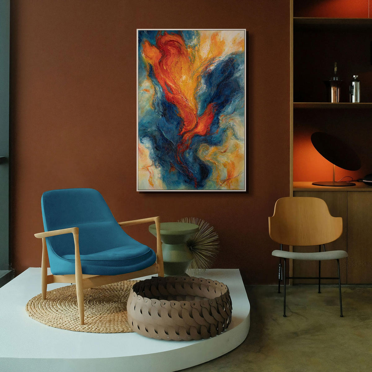 GEMÄLDE Verschmelzung der Energien Schattenfugenrahmen Beige 120x80 cm - Beige, Holz (120/80cm) - YS-art gallery