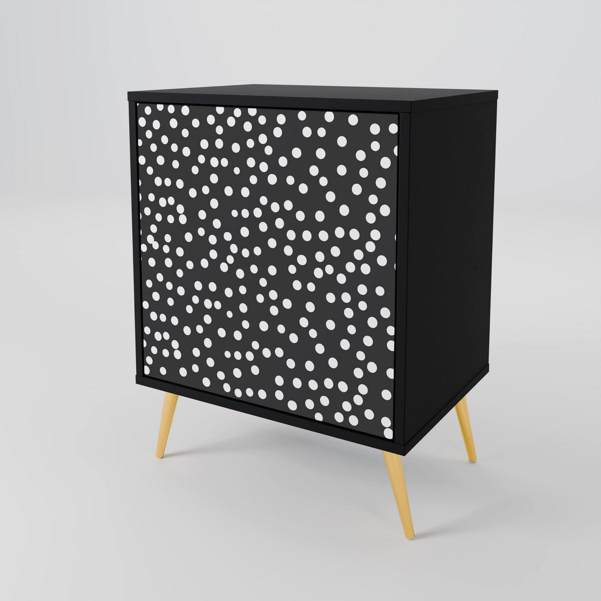 SIDEBOARD BLINDING LIGHTS, Schwarz, 57,5x42x72,5 cm, Schwarze Metallfüße - Multicolor/Schwarz, Holzwerkstoff/Metall (57.5/72.5/42cm) - SpaceRebels