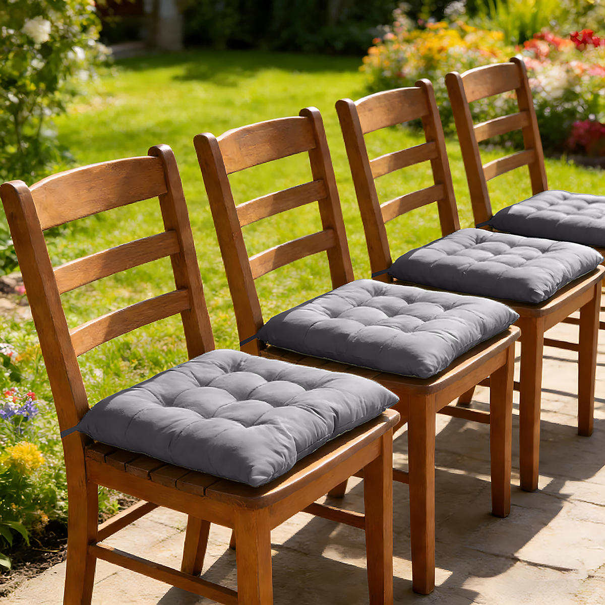 4XSTUHLKISSEN - Anthrazit, Kunststoff/Textil (40/40/5cm) - Relaxdays