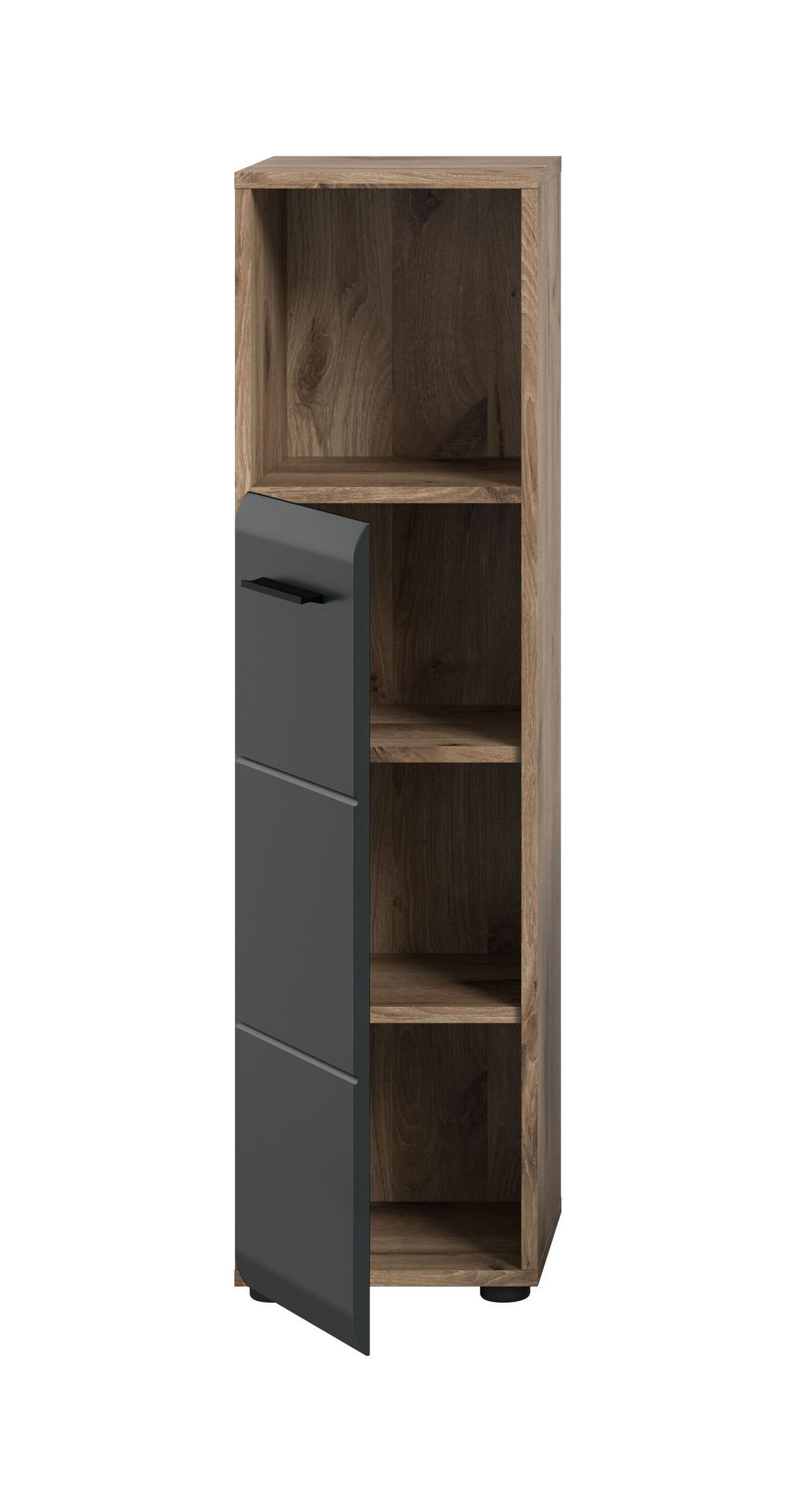 STANDSCHRANK hoch ICE (B/H/T: ca. 30/110/30 cm) in Nox Oak Nachbildung/schwarz matt - Eichefarben, Holz (30/110/30cm)