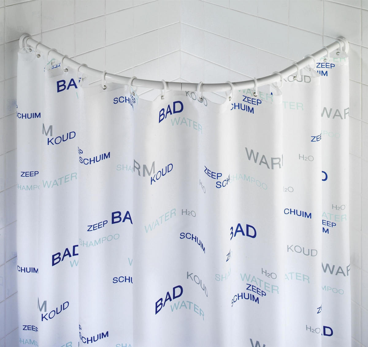 DUSCHSTANGE 80 x 80/ 90/90 cm - Weiß, Metall (90cm) - Wenko