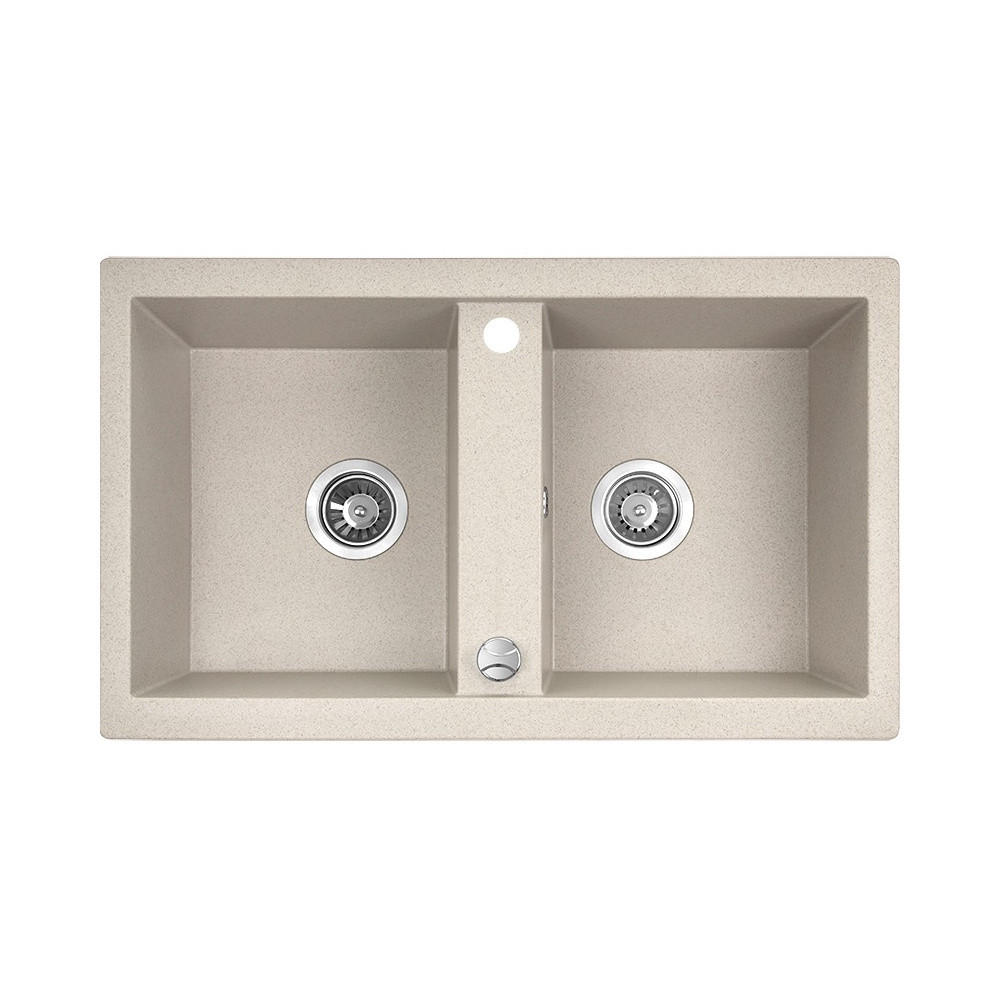 EINBAUSPÜLE Barbados Beige, Doppelbecken, 48/78/18,5 cm - Beige, Stein (48/18.5/78cm) - bad land