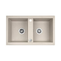 EINBAUSPÜLE Barbados Beige, Doppelbecken, 48/78/18,5 cm - Beige, Stein (48/18.5/78cm) - bad land
