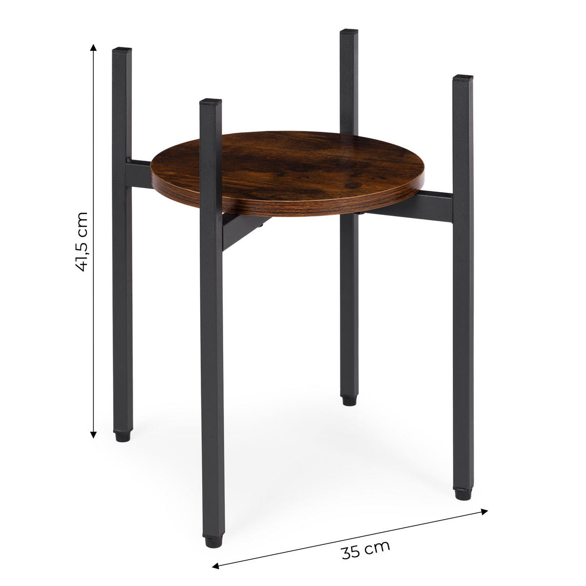 BLUMENSTÄNDER RONDO Braun - Schwarz - Schwarz/Braun, Holzwerkstoff/Metall (35/35/41.5cm) - Mat-Haus
