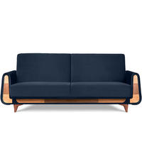3-SITZER-SCHLAFSOFA GUSTAVO mit Armlehnen, blau - Blau/Braun, Holz/Holzwerkstoff (230/98/98cm) - KONSIMO®