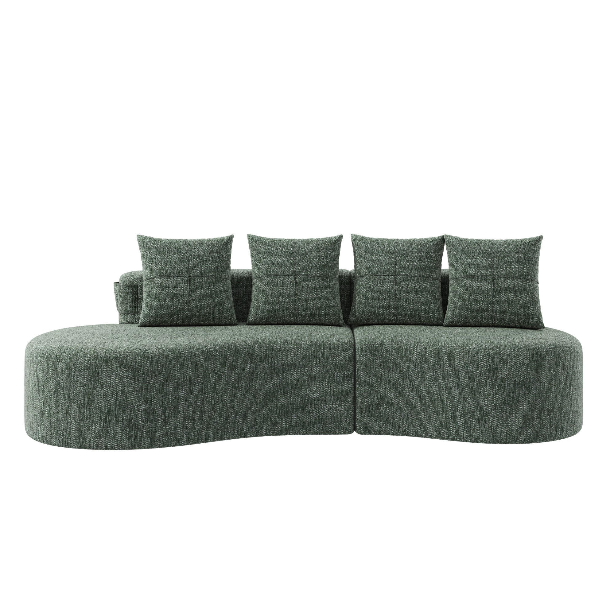 BIGSOFA Loungesofa,3er-Sofa,reich gepolstert,Leinenstoff,Grün - Grün, Textil (240/63/109cm) - LVHOM