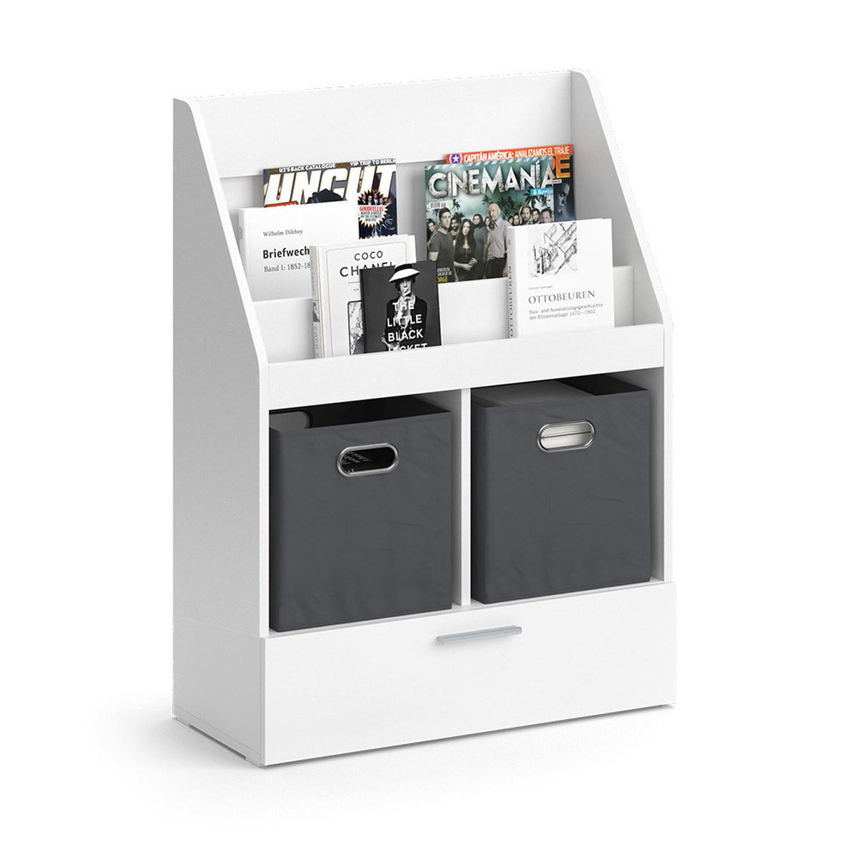 BÜCHERREGAL Luigi Weiß 72 x 96.2 cm Mit Faltboxen - Weiß, Holzwerkstoff (72/96.2/31.2cm) - Vicco
