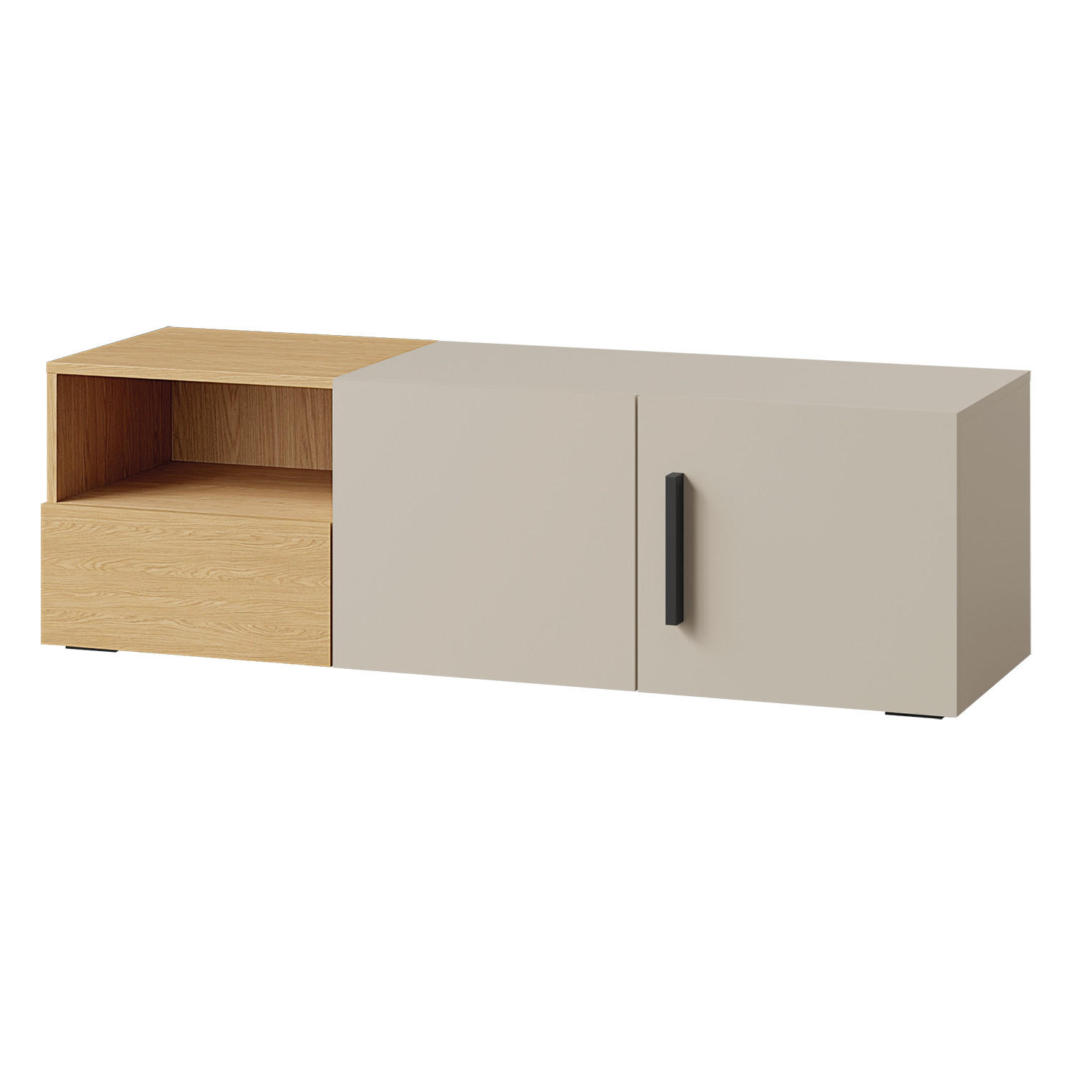 LOWBOARD Largo mit 2 Türen, 1 Schublade und offenem Fach, 135 cm, für Jugendzimmer, Kaschmir/Frühlings-Eiche - Kaschmir/Eichefarben, Holzwerkstoff (135/42/40cm) - Beautysofa