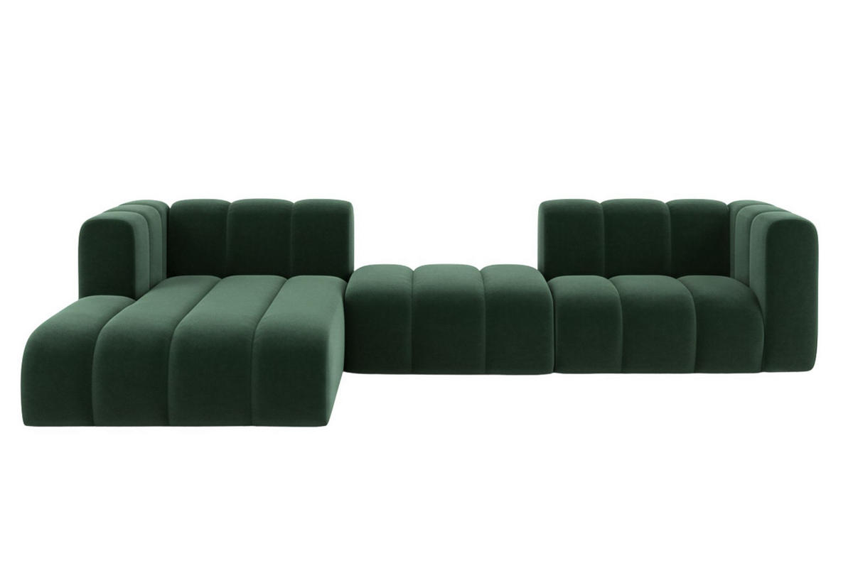 ECKSOFA L-Form Grand L 319 cm, Veloursstoff Salvador, Grün, Links - Grün, Holz (319/179cm) - Kaiser Möbel