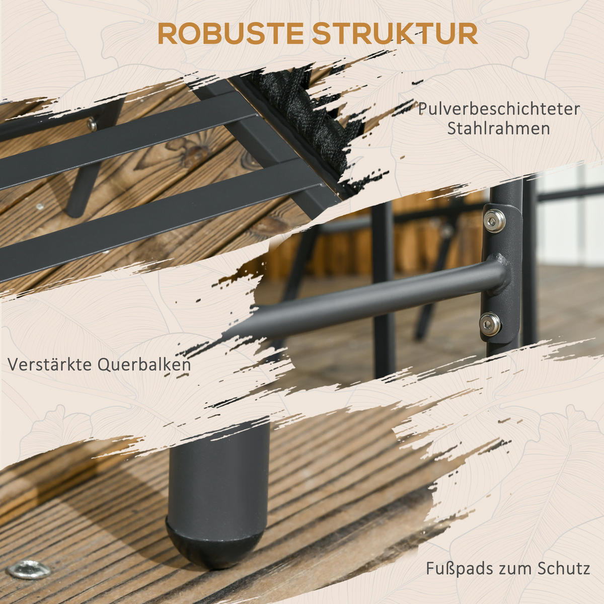 GARTENSTÜHLE 2er-Set, Stahl, Polyester, Schwarz - Schwarz, Metall (60/71/57cm) - Outsunny