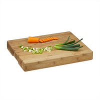 HACKBRETT Natur Bambus gestreift 45x35 cm - Hellbraun, Holz (45/35cm) - Relaxdays