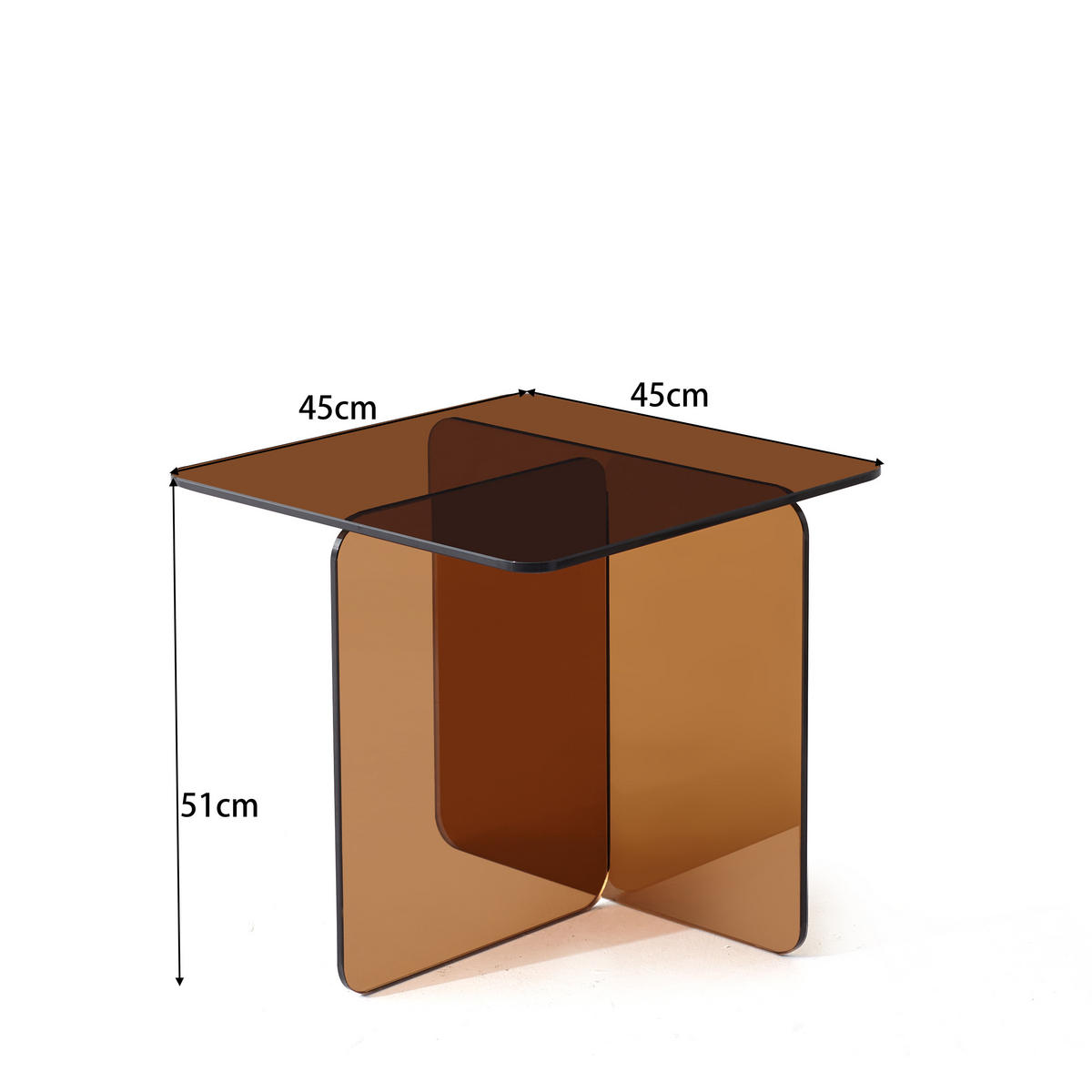 BEISTELLTISCH Braun 45/45/51 cm aus Glas - Braun, Glas (45/45/51cm) - PANGIVO