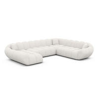 WOHNLANDSCHAFT Liva Weiß Strukturstoff U-Form XXL Links - Weiß, Textil (323/70/258cm) - VAROYAL