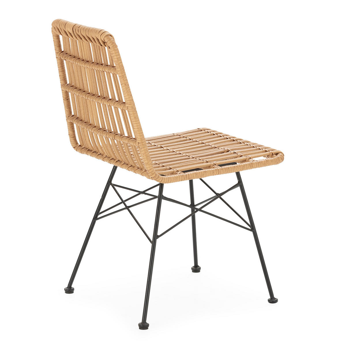 STUHL-SET 2 Aitana, Ratan/Schwarz - Schwarz, Kunststoff/Metall (48/85/61cm) - VS Venta-stock