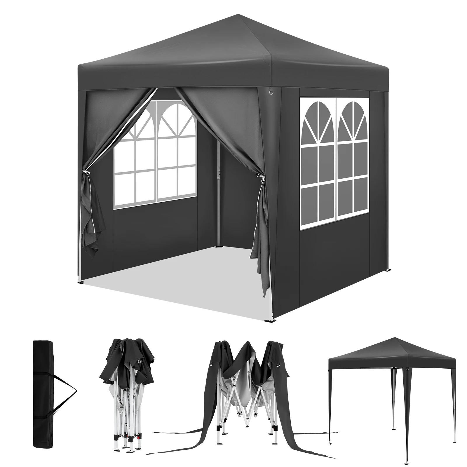 PAVILLON 2x2 m Anthrazit mit 4 Seitenwänden - Anthrazit, Textil/Metall (200/200cm) - Kaket