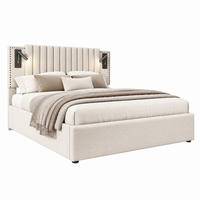 POLSTERBETT mit Bettkasten 160x200 cm Beige mit USB und Leselicht - Beige, Metall (160/200cm) - Meubliv