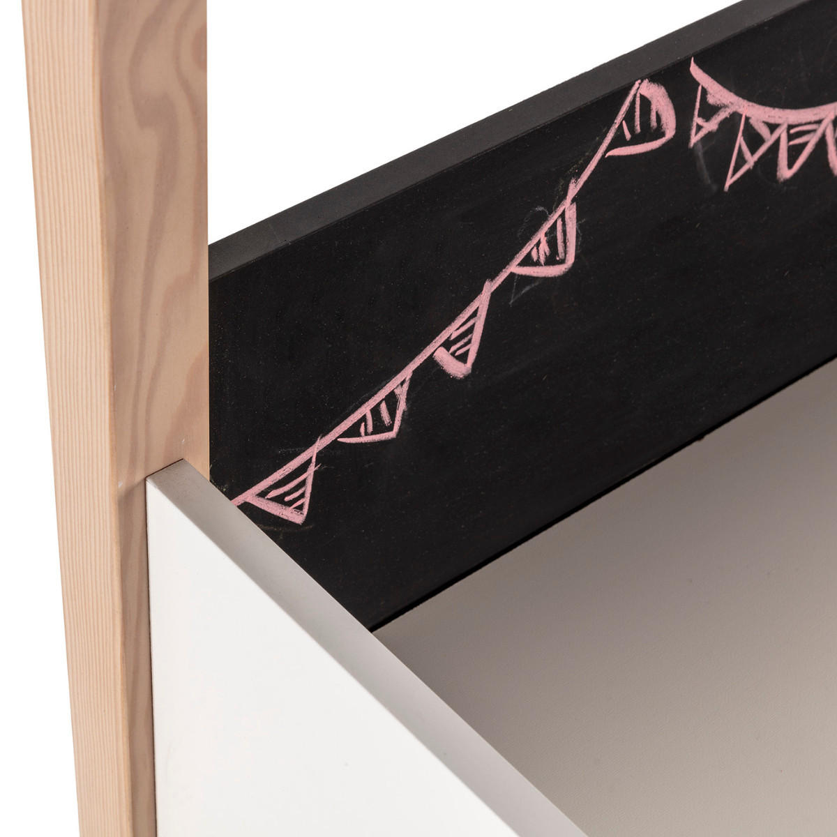 PSACÍ stůl ELORA s bíle lakovanou břidlicovou úpravou a povrchovou úpravou světlého dřeva, šířka 100 cm - bílá, kompozitní dřevo (40/155/100cm) - Calicosy