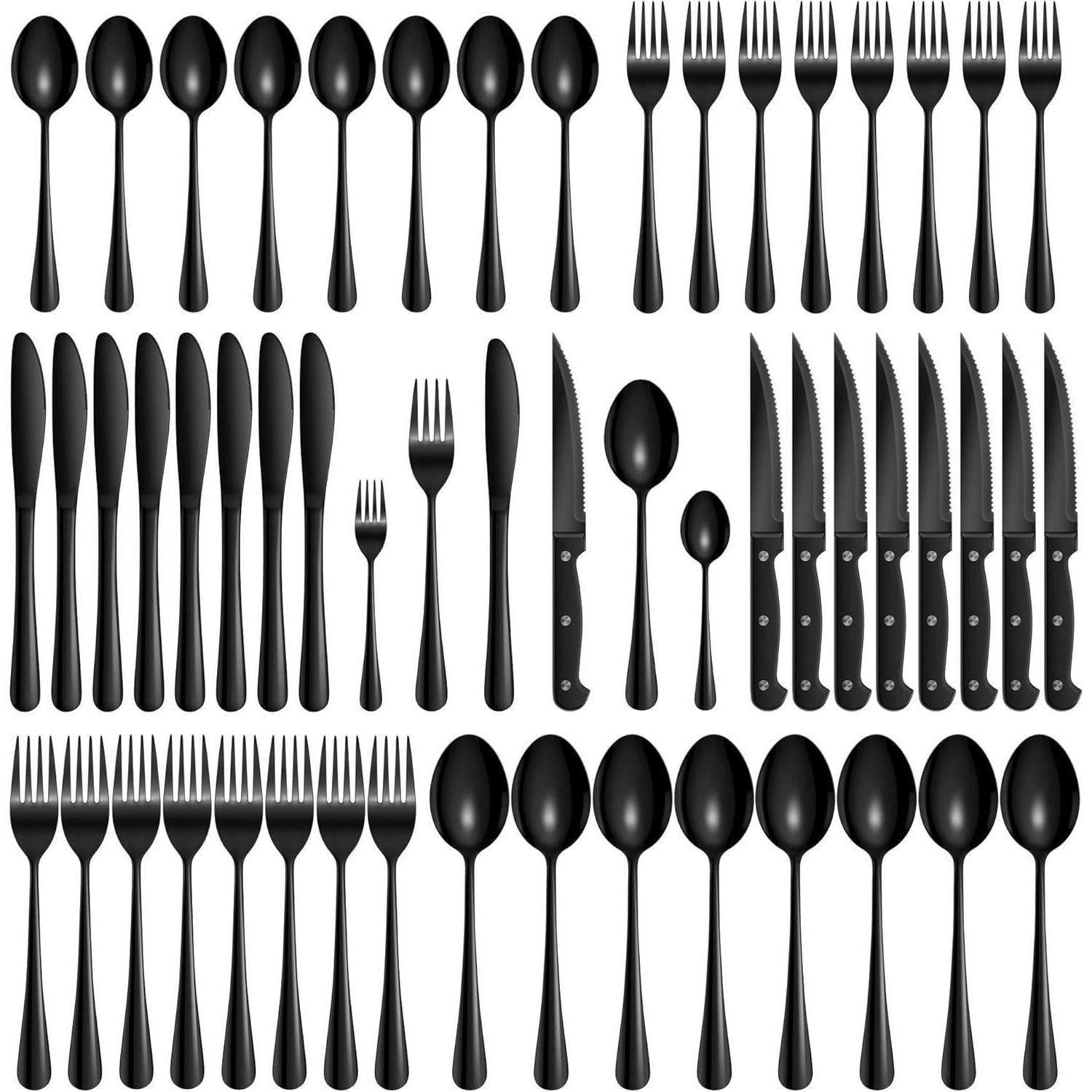 BESTECKSET 48-teilig für 8 Personen Schwarz - Schwarz, Metall