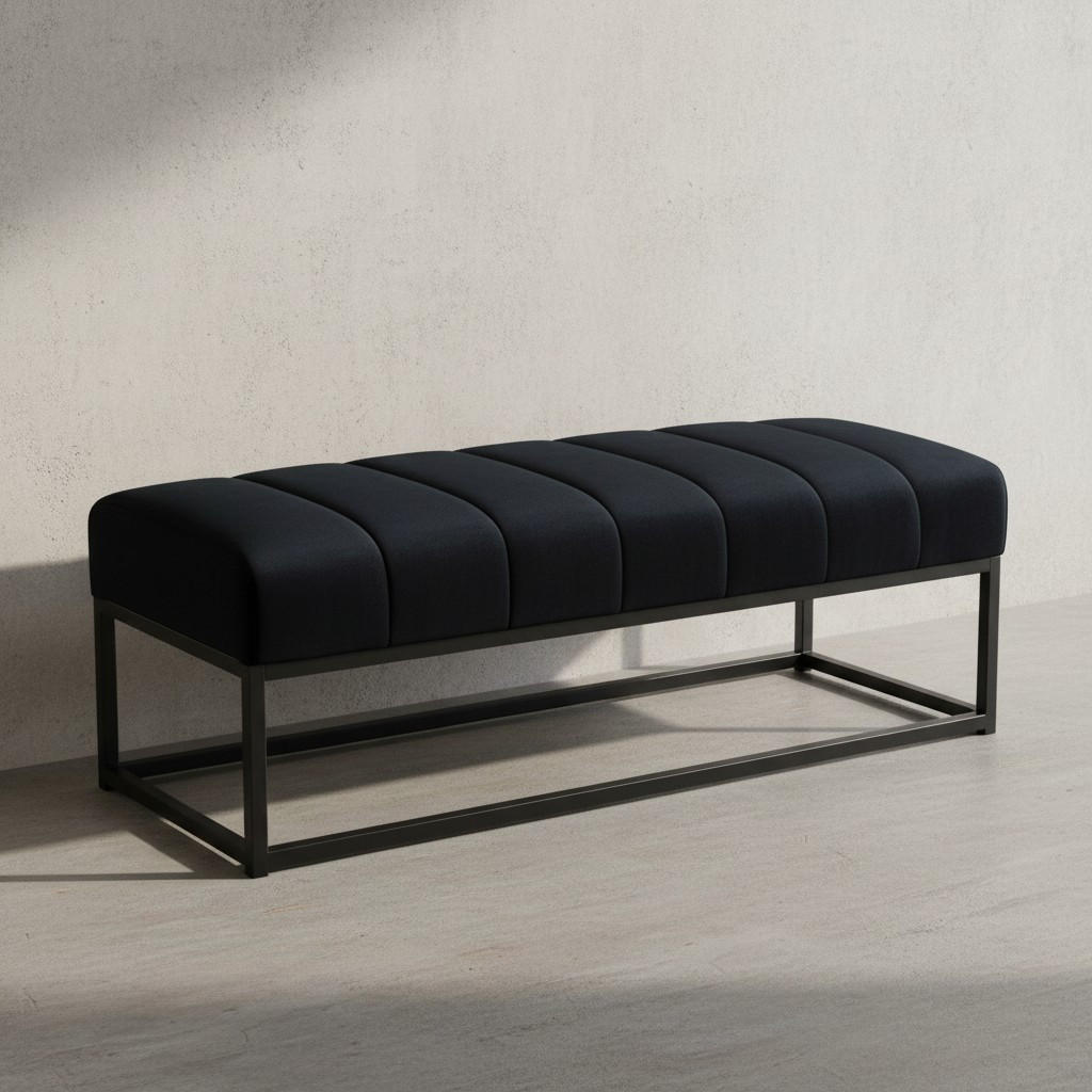SITZBANK Samt Metallgestell gepolstert, Schwarz 108x40x40 cm - Schwarz, Textil/Metall (108/40/40cm) - KADIMA DESIGN